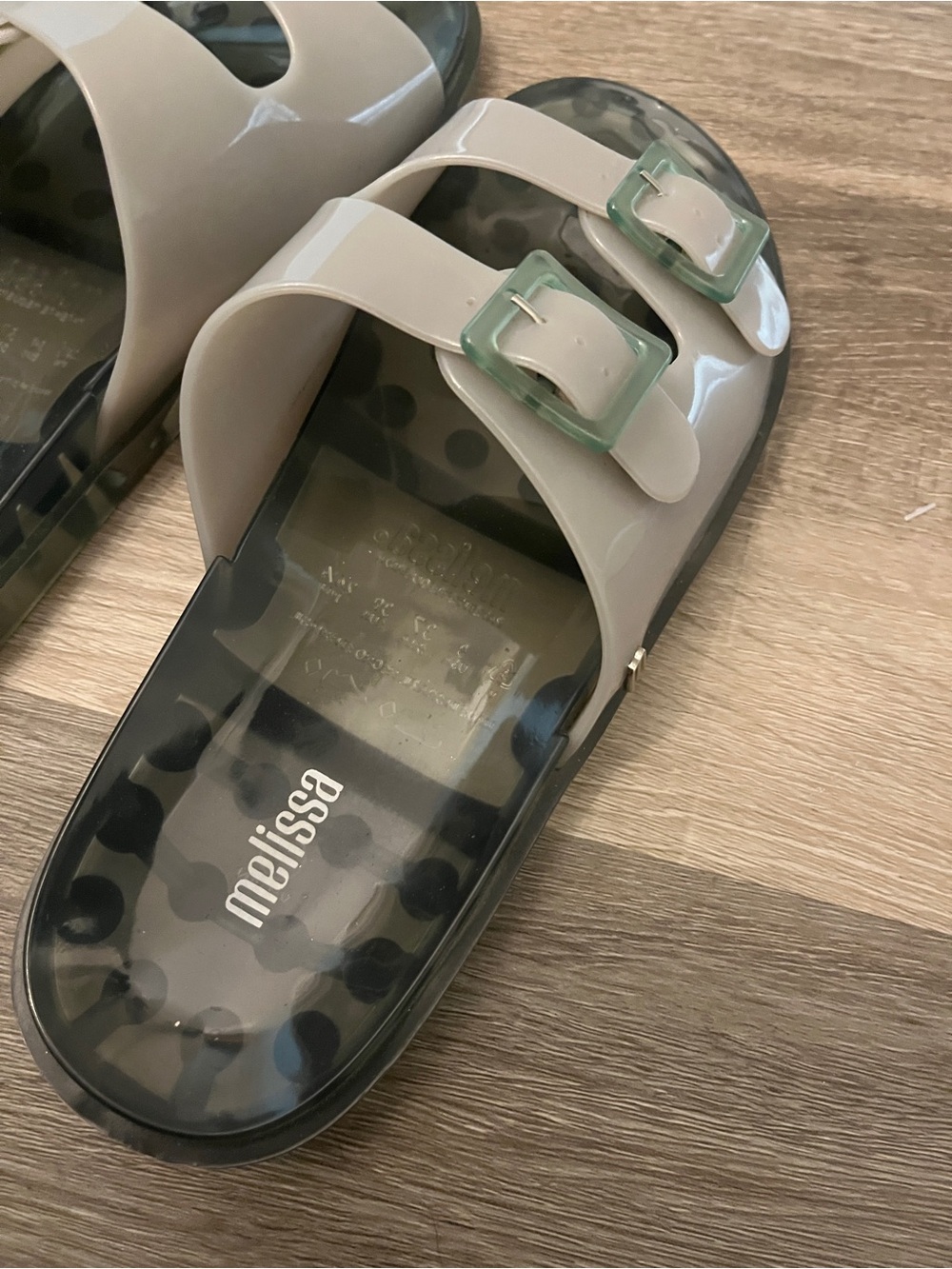 Melissa X Madewell Light Green Double-Buckle Jelly Slide Sandals - Picture 4 of 5
